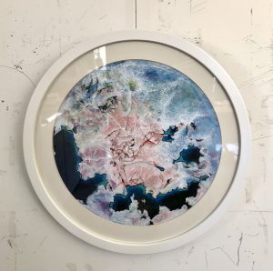 水流花開境-直徑47cm-紙本設色
